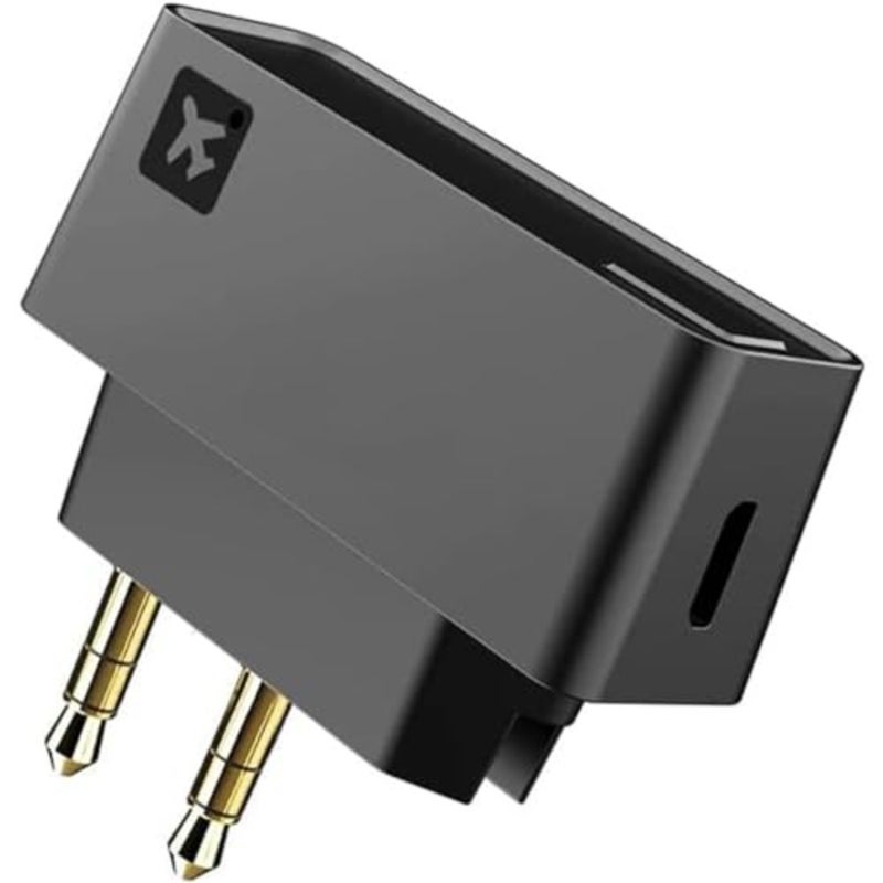 Wireless Bluetooth transmitter for airplanes/gym/TVs: Bluetooth 5.0, low latency, 3.5mm aux jack, black, ultra-compact design - Image 1