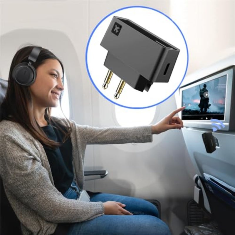Wireless Bluetooth transmitter for airplanes/gym/TVs: Bluetooth 5.0, low latency, 3.5mm aux jack, black, ultra-compact design - Image 3