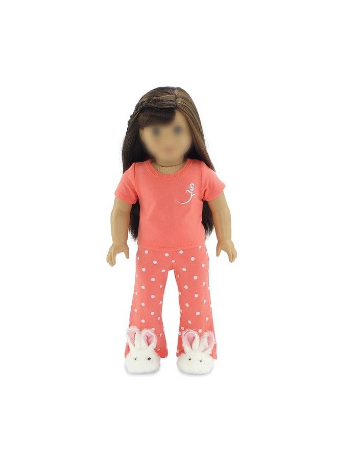 Emily Rose 18 Inch Doll Coral Polka Dot Pajamas Pjs Gift Set, With 18" Doll Bunny Slippers! ; Gift Boxed! ; Compatible With 18In American Girl And Similar Dolls - Image 5