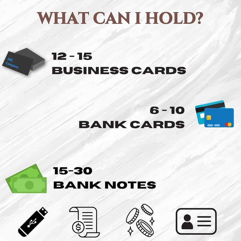 Skrill Business Card Holder for Men and Women, PU Leather and Stainless Steel, Black, Unisex, Holds Up to 15 Visiting Cards or 7-8 Credit/Debit/ATM Cards, Magnetic Closure, Slim Design - Image 4