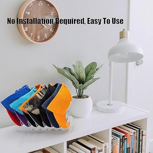 Generic Acrylic Cap Stands Holder Organizer Display Stand Fitted Hats for Home Shop acrylic Hat Rack, Baseball cricket Cap Holder for Home or Office, Hanging Hat Rack Transparent (pack of 2) - Image 3