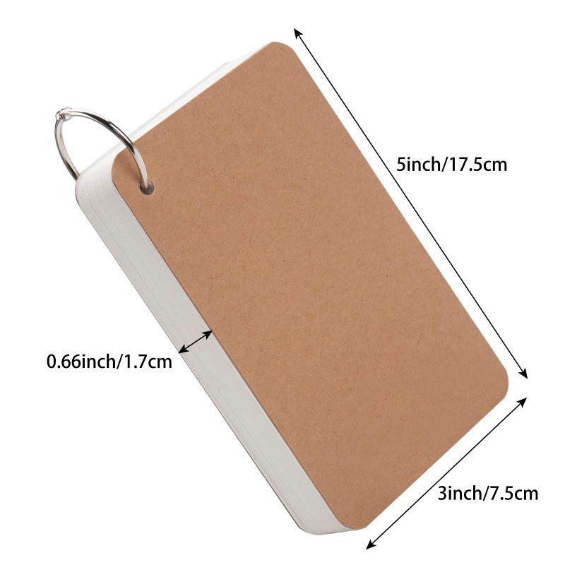 Coowayze 3x5 Blank Index Cards Study Flash cards with Rings, 300PCS Rounded Hole-punched White Cardstock Heavy Weight Note Cards for School Learning Language Studying Game Playing FlashCards or Recipes DIY - Image 2