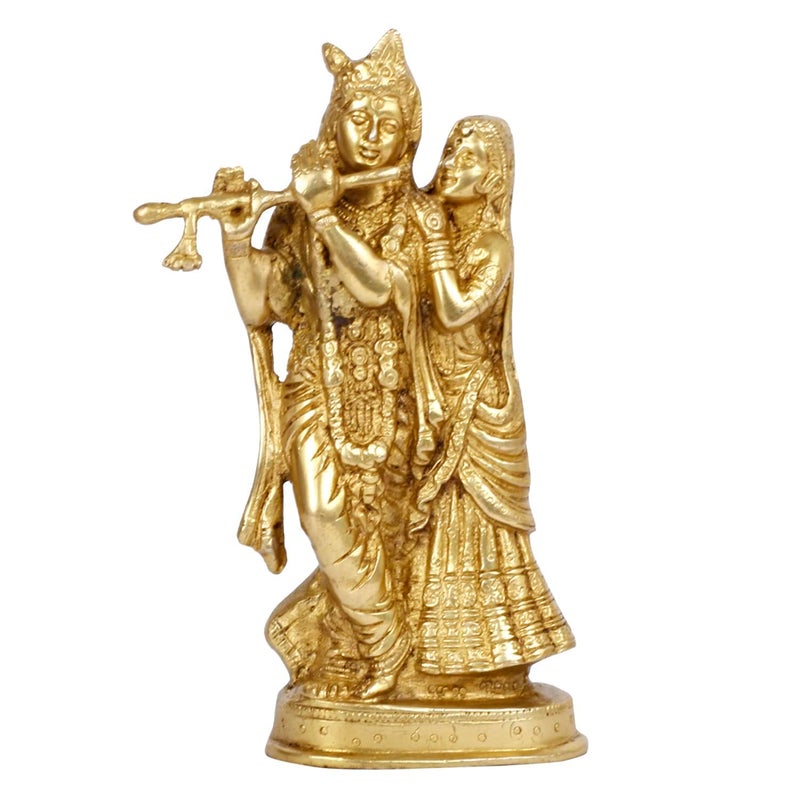 SVARUP Brass Radha Krishna Idol Statue Sculpture Figurine for Home Temple Office Gift 8 Inches - Image 1