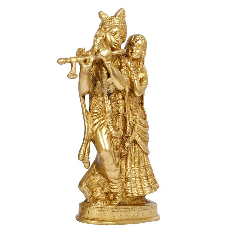 SVARUP Brass Radha Krishna Idol Statue Sculpture Figurine for Home Temple Office Gift 8 Inches - Image 2