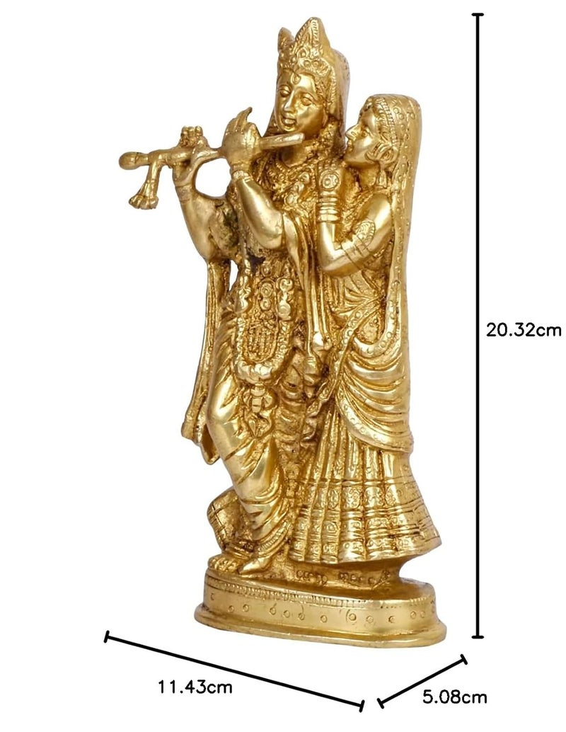 SVARUP Brass Radha Krishna Idol Statue Sculpture Figurine for Home Temple Office Gift 8 Inches - Image 5