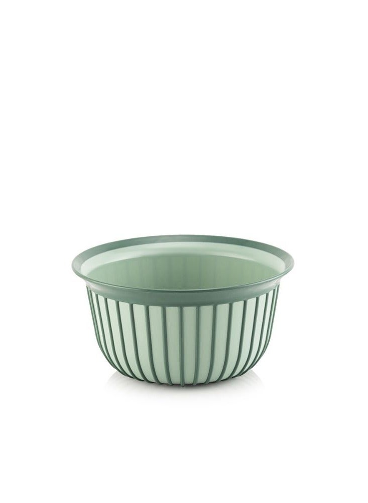 فولي لايف وعاء خلط بلاستيكي مضلع، حوض متعدد الاستخدامات، مقبض غير قابل للانزلاق، حافة واسعة، خفيف الوزن وسهل التنظيف، مناسب للمطبخ، التحضير، الغسيل، والنقع، أخضر. 2 لتر - Image 1