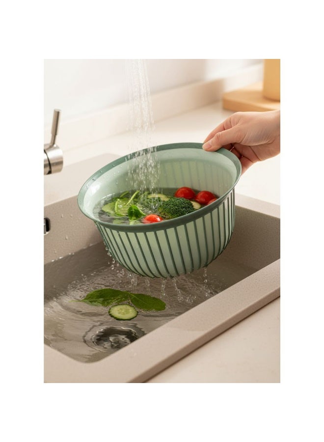 فولي لايف وعاء خلط بلاستيكي مضلع، حوض متعدد الاستخدامات، مقبض غير قابل للانزلاق، حافة واسعة، خفيف الوزن وسهل التنظيف، مناسب للمطبخ، التحضير، الغسيل، والنقع، أخضر. 2 لتر - Image 4