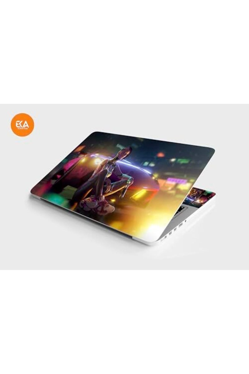 ALAYRA Cyberpunk Girl Car Sci Fi, Laptop Skin Sticker Decal,13.3 14 15 15.4 15.6 Inch Laptop Universal Vinyl Skin Sticker Cover,Dustproof, Waterproof,Decal Protector With Free 2 Wrist Pads - Image 2