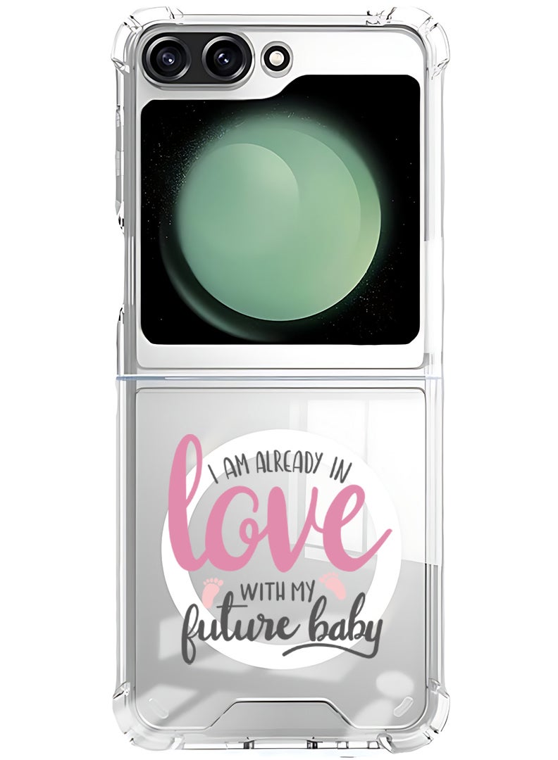 Theodor Magnetic Case for Samsung Galaxy Z Flip 6 Compatible with MagSafe Wireless Charging, Shockproof Phone Bumper Cover I am already in love with my future baby - Image 1