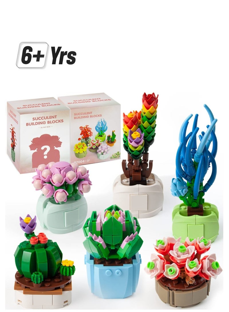 Succulents Bonsai Building Kit, Succulents Blind Box Series, Artificial Flower Botanical Collection, Plant Decor Building Set for Kids Adults Home Office, Random 2 Boxes - Image 1