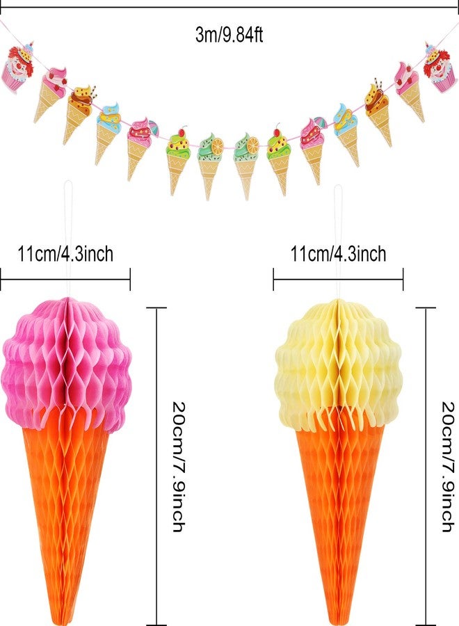 Maitys 9 Pieces Ice Cream Decorations Hanging Banner Set Summer Birthday - Image 2