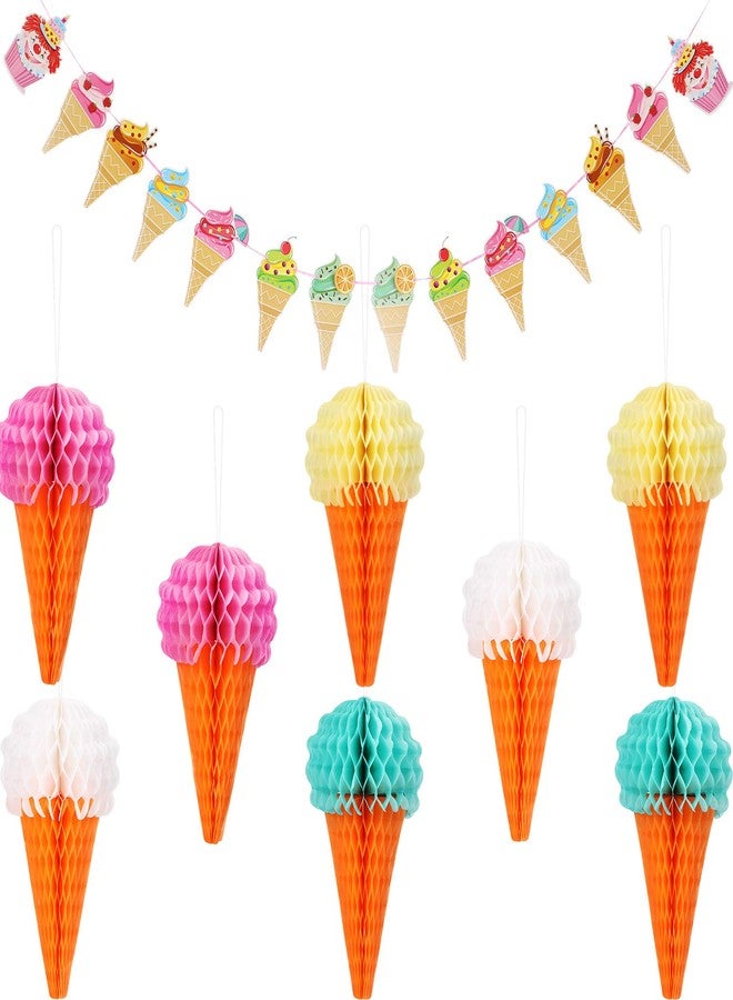 Maitys 9 Pieces Ice Cream Decorations Hanging Banner Set Summer Birthday - Image 1