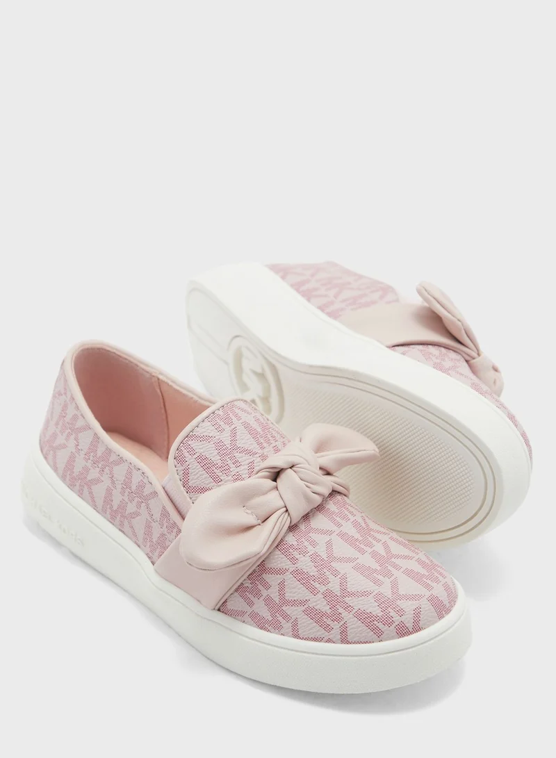 Michael Kors Youth Jem Bow Low Top Slip On Sneakers