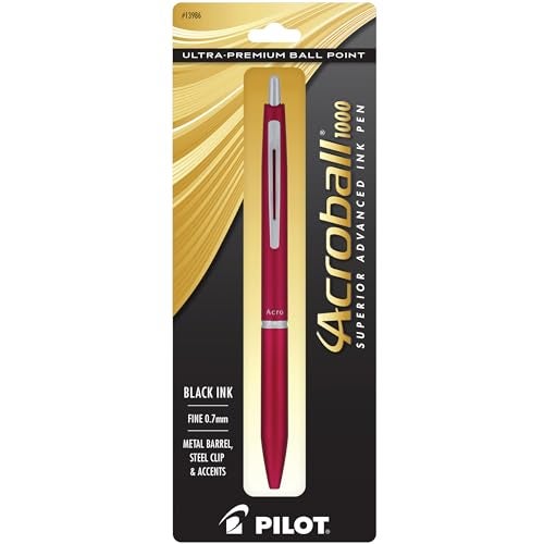 PILOT Acroball 1000 Ultra-Premium Refillable & Retractable Ball Point Pen, Red Barrel, Fine Point, Black Ink, Single Pen (13986) - Image 1
