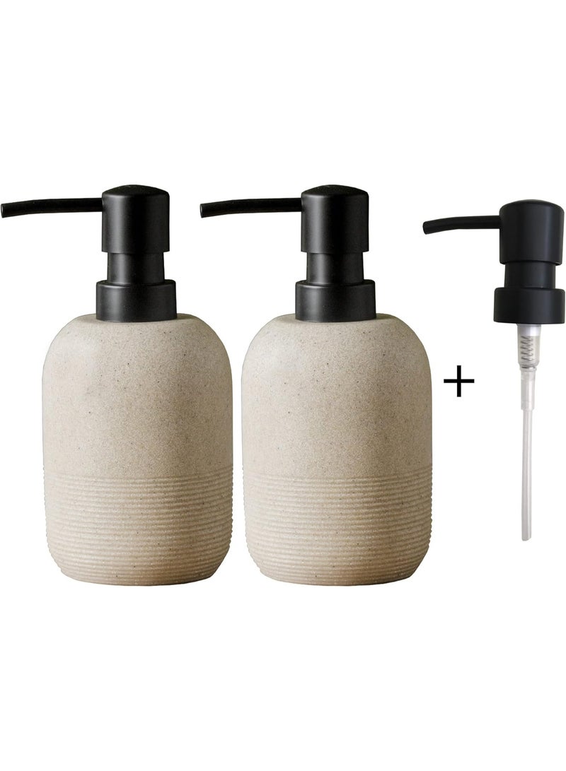 2pcs / مجموعة مجموعة موزع الصابون البيج ، موزع لوشن الصابون اليدوي للحمام ، لديكور الحمام الأنيق ، موزع الصابون للمطبخ - Image 2