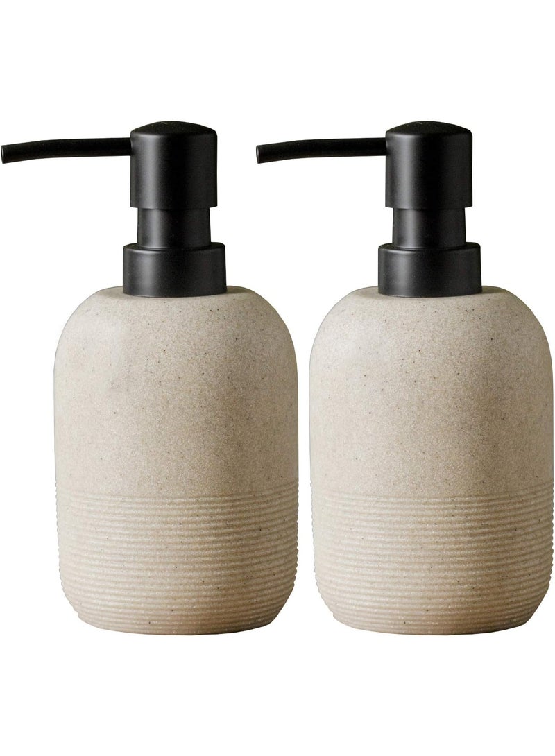 2pcs / مجموعة مجموعة موزع الصابون البيج ، موزع لوشن الصابون اليدوي للحمام ، لديكور الحمام الأنيق ، موزع الصابون للمطبخ - Image 1