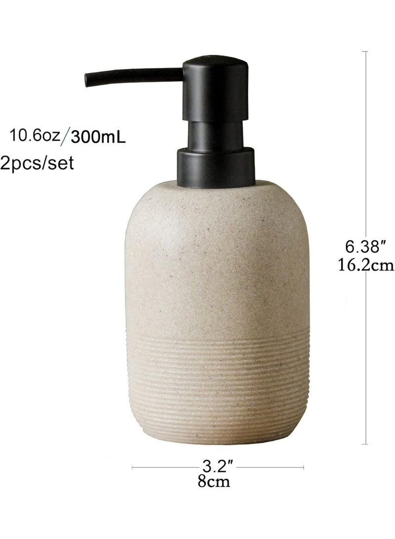 2pcs / مجموعة مجموعة موزع الصابون البيج ، موزع لوشن الصابون اليدوي للحمام ، لديكور الحمام الأنيق ، موزع الصابون للمطبخ - Image 4