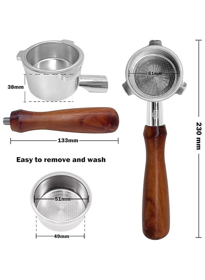 NEOUZA NEOUZA 51mm Espresso Bottomless Portafilter Compatible for Delonghi La Specialista EC9155/9335/9355/9665 304 Food Stainless Steel with Non-Pressurized Filter Basket - Image 3
