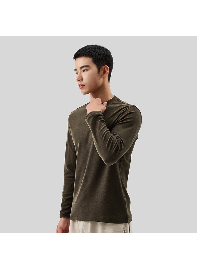 Markless Infrared Heating Warm Long Sleeve T-shirt Men Autumn Winter Crew Neck Base Layer Top 4604 Chestnut Brown XL - Image 2