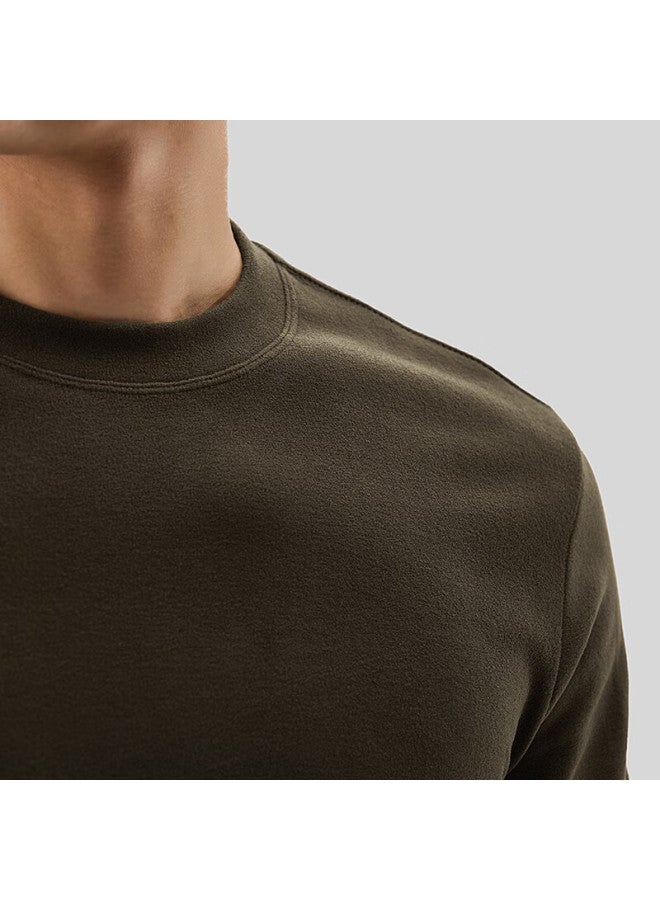 Markless Infrared Heating Warm Long Sleeve T-shirt Men Autumn Winter Crew Neck Base Layer Top 4604 Chestnut Brown XL - Image 1