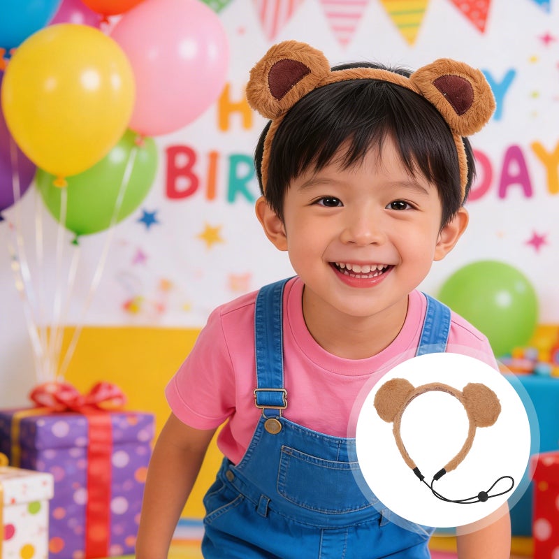 🧸 عصابة رأس بنقش أذني دب بنية ناعمة - Image 1