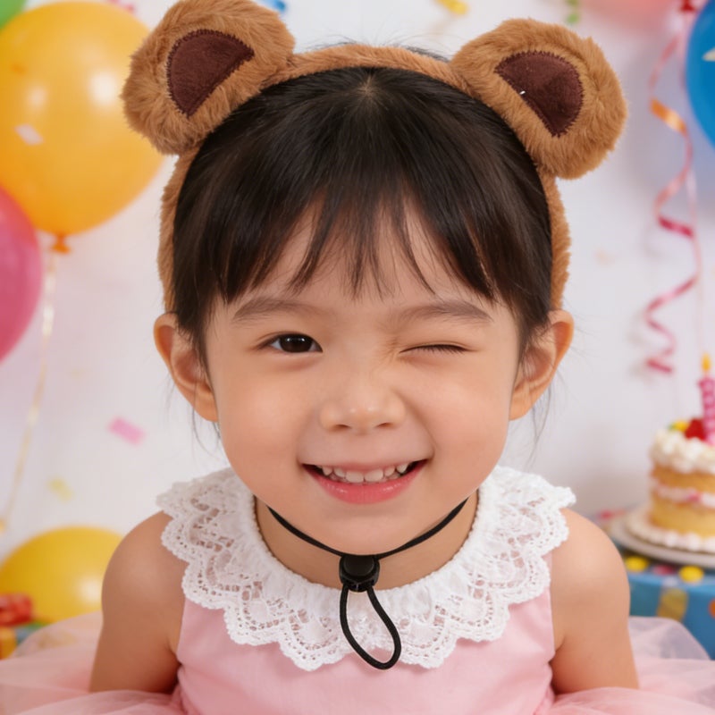 🧸 عصابة رأس بنقش أذني دب بنية ناعمة - Image 3