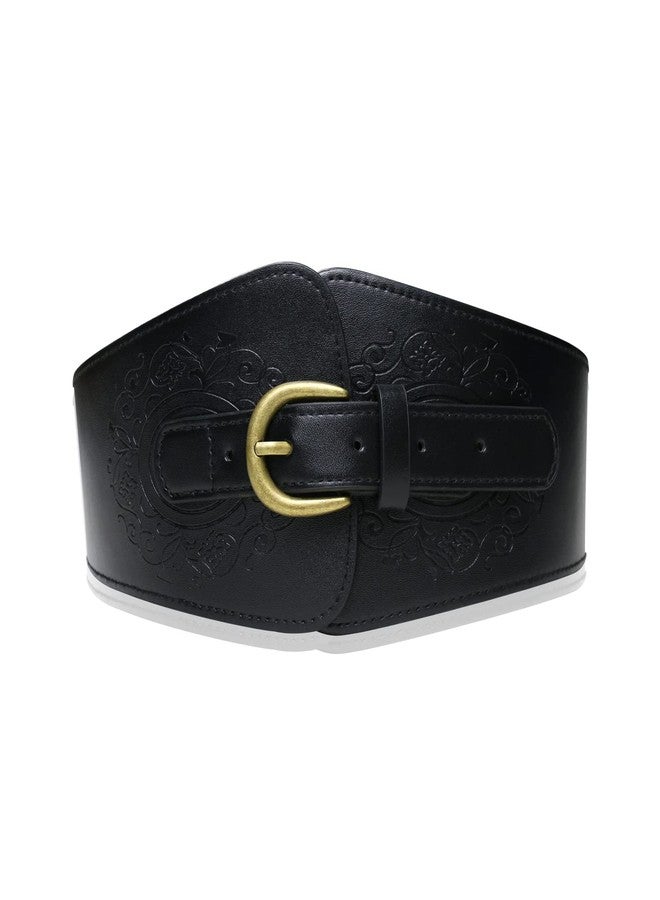 Namzi Women's Black Leather Corset Belt, Thick Waist Cincher Belt with Adjustable Lacing, Wide Waist Trainer for Body, Black, Adjust from 30-36 inches / 76-92 CM - Image 1