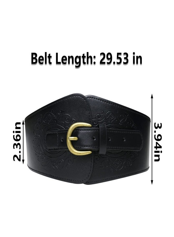 Namzi Women's Black Leather Corset Belt, Thick Waist Cincher Belt with Adjustable Lacing, Wide Waist Trainer for Body, Black, Adjust from 30-36 inches / 76-92 CM - Image 2
