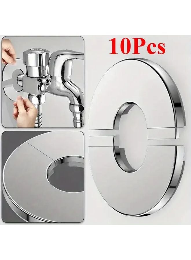 10pcs Stainless Steel Faucet Covers Chrome Finish Self Adhesive Wall Decor For Bathroom Kitchen - Image 2
