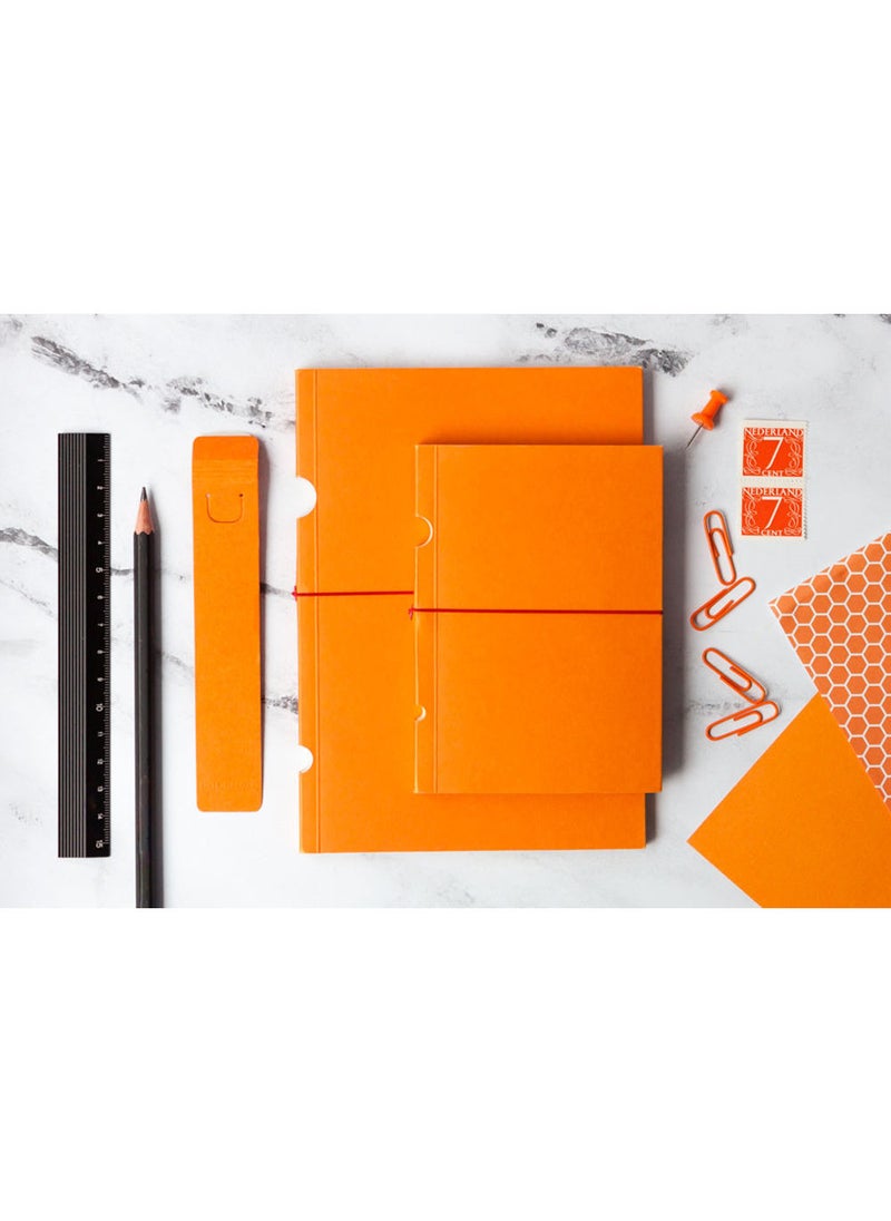 Buco Orange B7 Unlined Elastic Band Closure Notebook