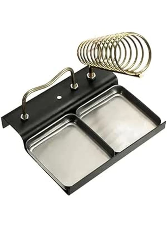 Generic Soldering Iron Stand (Dual Compartment, Black+Silver, 12 x 9 x 2cm, Cast Iron, Universal)