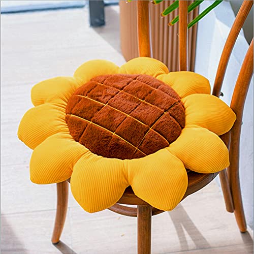 LEVINIS Yellow Sunflower Cushion Mat Home Decor Reversible Floor Pillow Seating Cushion Girls Boys Mother Gift Soft Velvet Stuffed Throw Pillows for Bed Couch Chair Car Office 19'' - Image 1