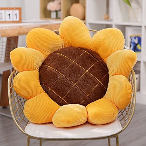 LEVINIS Yellow Sunflower Cushion Mat Home Decor Reversible Floor Pillow Seating Cushion Girls Boys Mother Gift Soft Velvet Stuffed Throw Pillows for Bed Couch Chair Car Office 19'' - Image 3