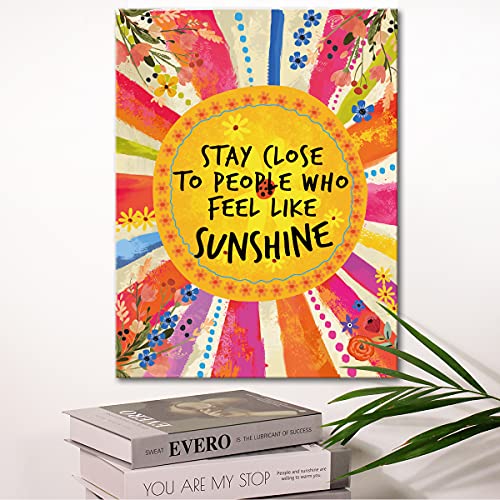 Wailozco Inspirational Wall Decor,Stay Close to People Who Feel Like Sunshine Wall Art Canvas Framed Prints for Teen Girls Room Wall Decor - Image 3