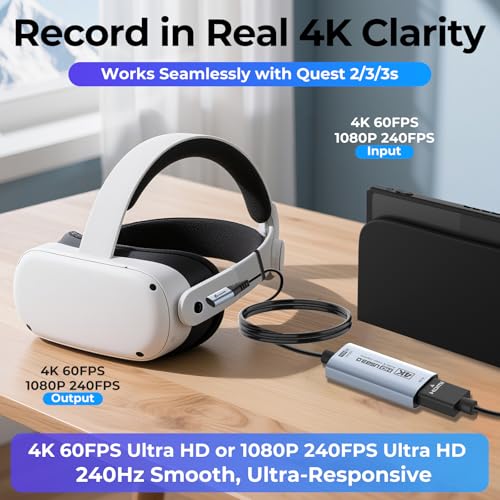 Guermok 4K@60FPS Video Capture Card, 90° USBC, 3.3ft, 2K@144PS USB 3.0 HDMI to USB C/A Capture Card for Streaming, Works with iPad, MacOS, PC, Quest3, OBS, PS5/4, Switch2/1, Xbox, Camera - Image 5