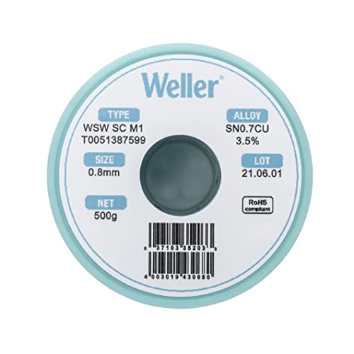 Weller WSW SC M1 T0051387599 Lead Free Solder Wire Dia 08 mm 0039 in Wt 500 g 17637 oz Alloy Sn993Cu07 Flux content 35 - Image 3