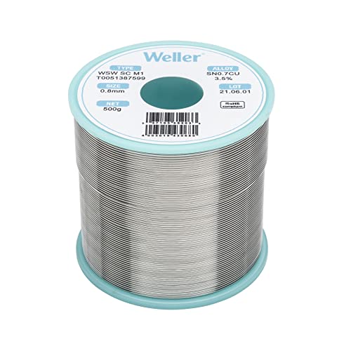 Weller WSW SC M1 T0051387599 Lead Free Solder Wire Dia 08 mm 0039 in Wt 500 g 17637 oz Alloy Sn993Cu07 Flux content 35 - Image 1