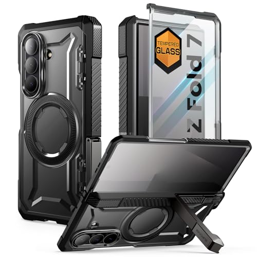SUPCASE for Samsung Galaxy Z Fold 7 Case with Kickstand UB Grip Compatible with MagSafe Builtin Tempered Glass Screen Protector Hinge Coverage MilitaryGrade Protection Phone Case Black - Image 1