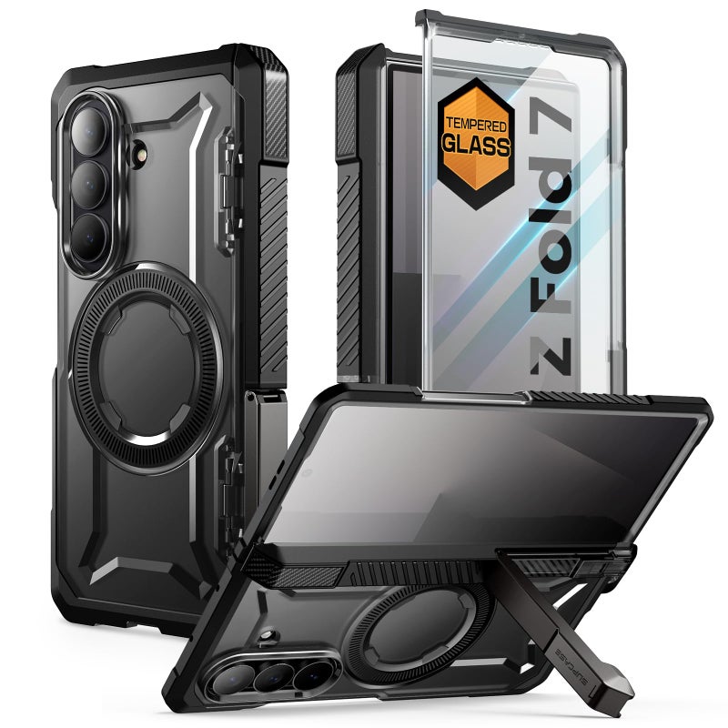 SUPCASE for Samsung Galaxy Z Fold 7 Case with Kickstand UB Grip Compatible with MagSafe Builtin Tempered Glass Screen Protector Hinge Coverage MilitaryGrade Protection Phone Case Black - Image 2