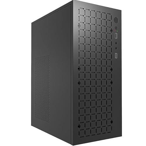 Yoqanr Micro ATX PC Case, High Airflow Mini MATX/ITX Desktop Computer Case with USB 2.0, 0.6mm Ultra-Thin Shell Computer Case, Support MATX/ITX Motherboard, Black Without Fans - Image 1