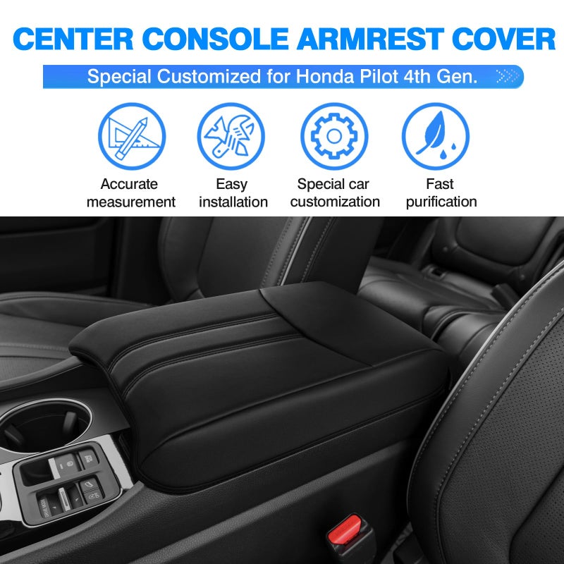 Autorder Center Console Cover for 2023-2025 2026 Honda Pilot/ 2024-2026 Ridgeline Passport Accessories Armrest Cover Anti-Scratch Middle Console Pad Extra Soft Leather Armrest Protector - Image 2