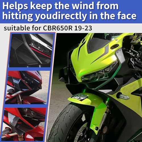 WOOGA Motorcycle Side Winglet,Motorcycle Side Spoiler Front Fairing Aerodynamic Winglets Air Deflector Wing Compatible with Ho&n&da CBR650R 2019-2023 Su&zu&ki GSX250R (Gloss Black) - Image 5