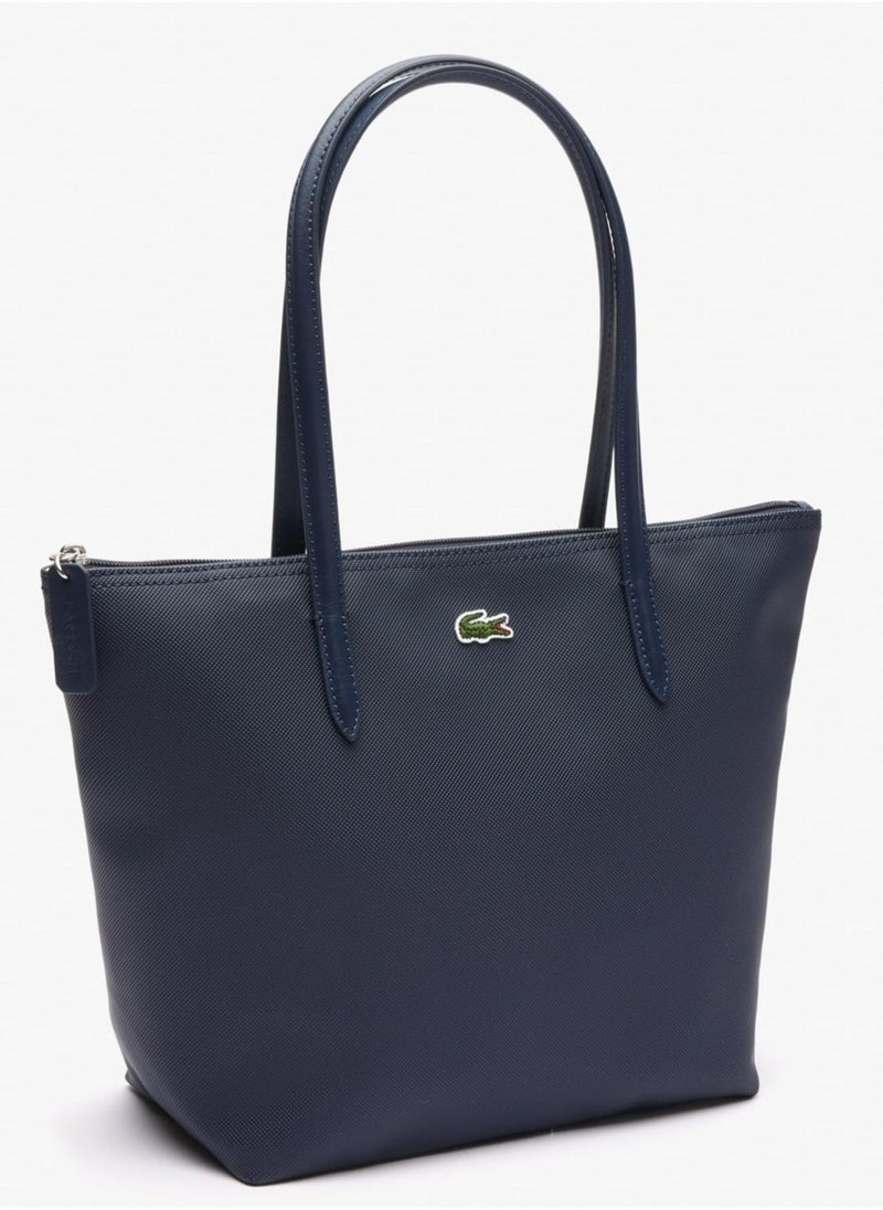 LACOSTE - Lacoste Women's L12.12 Concept Fashion Versatile Large Capacity Zipper Handbag Tote Bag Shoulder Bag Medium Dark Blue - Image 1