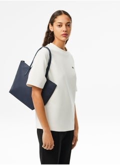 LACOSTE Lacoste Women's L12.12 Concept Fashion Versatile Large Capacity Zipper Handbag Tote Bag Shoulder Bag Medium Dark Blue  - Image 2