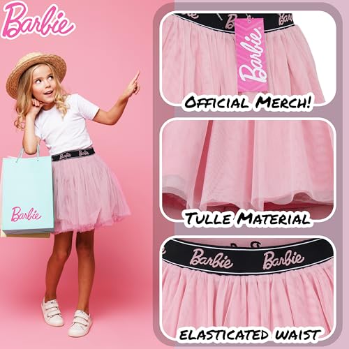 Barbie Girls Tutu Skirt, Mesh 2 Layers with Cotton Lining Skirt - Gifts for Girls (Pink, 6-8 Years) - Image 4