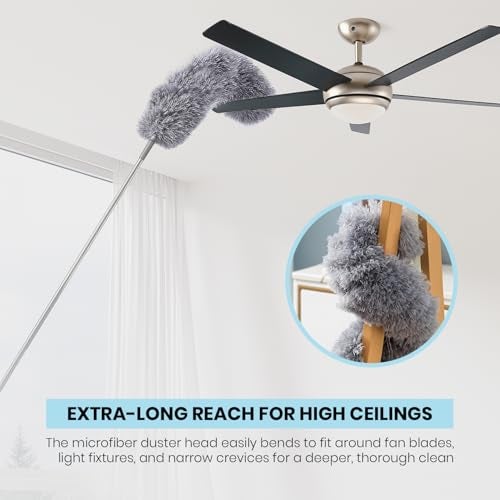 MAXOSHINE Microfiber Feather Duster | Bendable & Extendable Fan Cleaning Duster | Home Tools Cleaning for High Ceiling Windows Furniture | 100 Inch - Image 5
