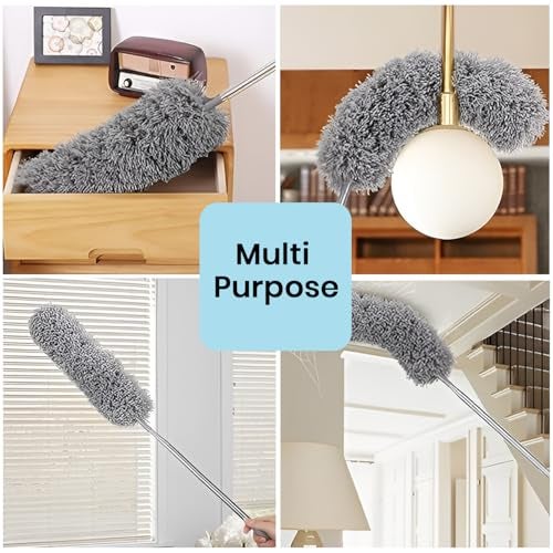 MAXOSHINE Microfiber Feather Duster | Bendable & Extendable Fan Cleaning Duster | Home Tools Cleaning for High Ceiling Windows Furniture | 100 Inch - Image 4
