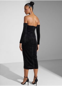 True Decadence Black Bardot Bodycon Dress  - Image 2