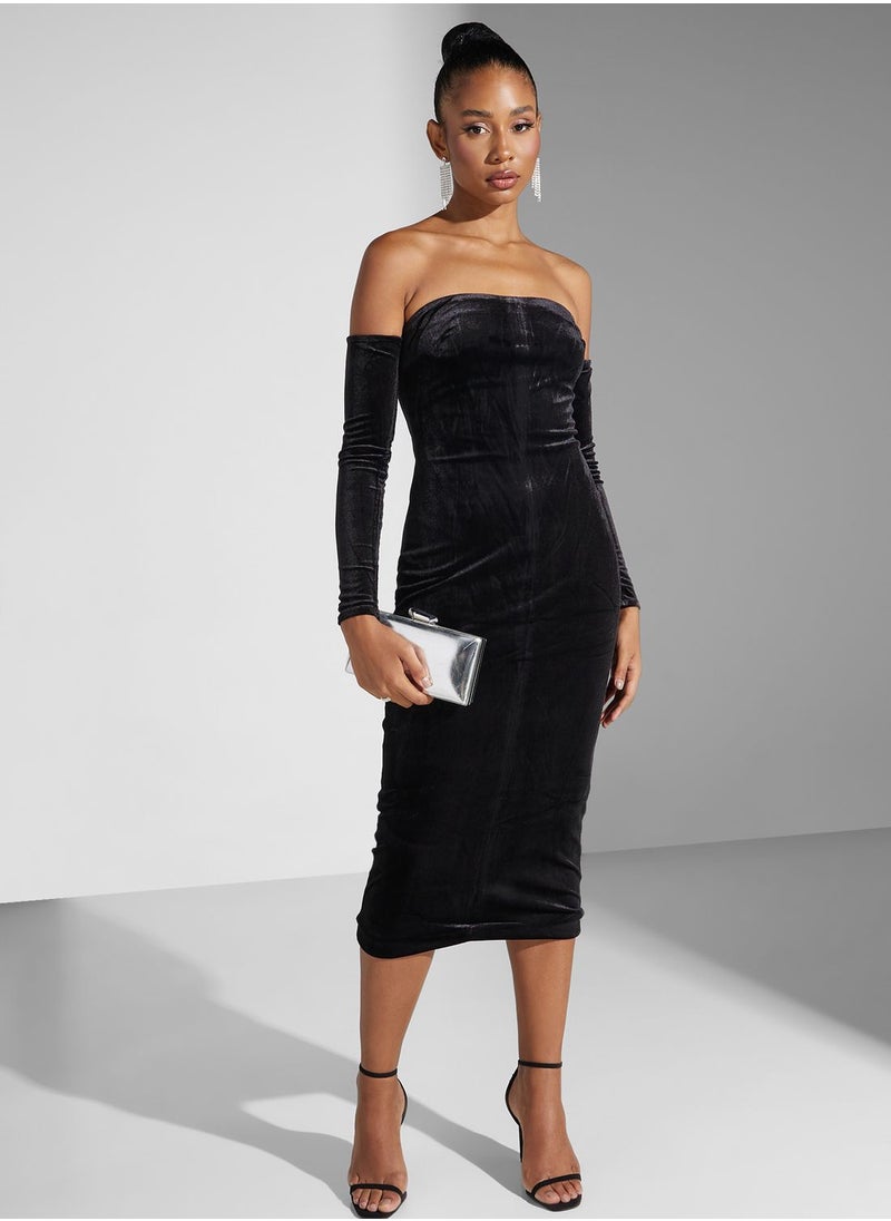 True Decadence - Black Bardot Bodycon Dress - Image 1