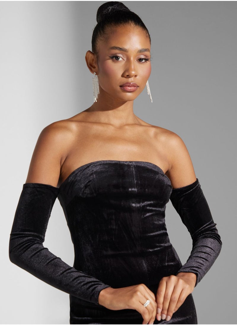 True Decadence - Black Bardot Bodycon Dress - Image 1